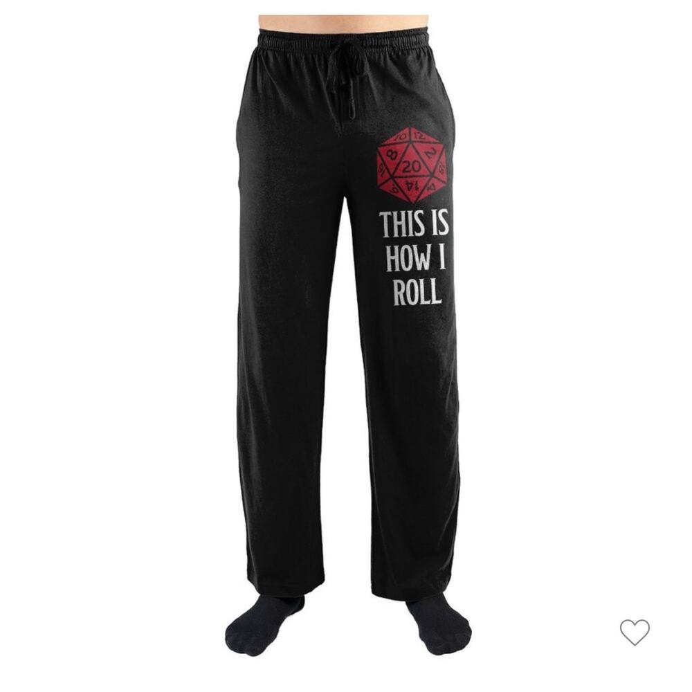 Dungeons & Dragons Pajama Lounge Pants 20-sided die (D20) This Is How I Roll XXL